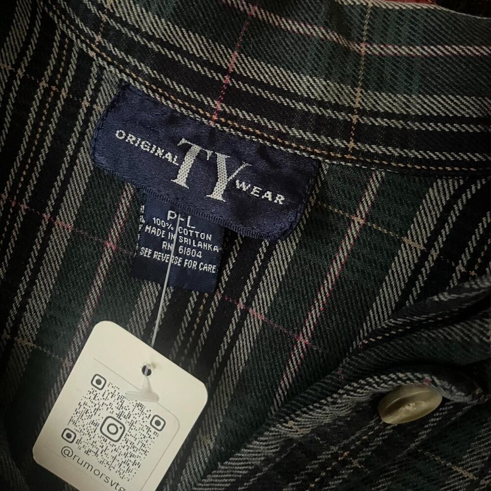 90s plaid long sleeve flannel button-up babydoll dress Original TY Wear - Large - Picture 8 of 8